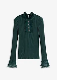 Maglia in filato fine con volant di chiffon, bonprix
