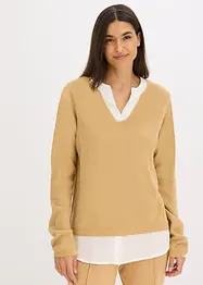 Maglione in filato fine con inserti effetto camicia, bonprix