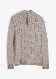 Maglione a trecce con zip, bonprix