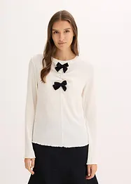 Maglia a maniche lunghe in crêpe operato, bonprix