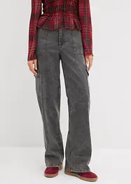Jeans cargo a vita alta, bonprix