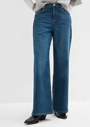 Jeans wide leg con strass, vita media, bonprix