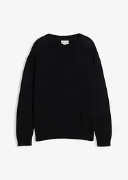 Maglione a girocollo in misto cotone morbido, loose fit, bonprix