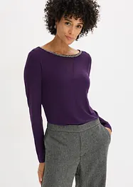 Maglia con inserto in mesh e pietruzze glitterate, bonprix