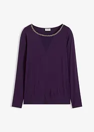 Maglia con inserto in mesh e pietruzze glitterate, bonprix