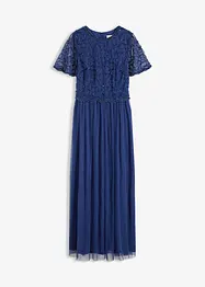 Abito lungo in fine tulle con ricamo e paillettes, bonprix