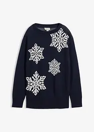 Maglione con scollo rotondo e fiocchi di neve, bonprix