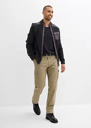 Cardigan in filato grosso con inserti di tessuto, bonprix