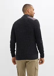 Cardigan in filato grosso con inserti di tessuto, bonprix