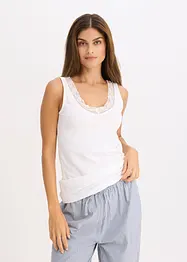 Canottiera con cotone biologico e pizzo (pacco da 2), bonprix