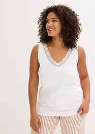 Canottiera con cotone biologico e pizzo (pacco da 2), bonprix