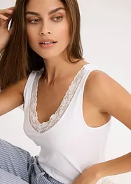 Canottiera con cotone biologico e pizzo (pacco da 2), bonprix
