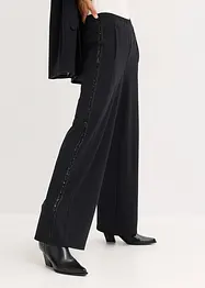 Pantaloni con elastico in vita in punto di Roma con strass, bonprix