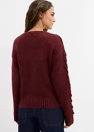 Maglione boxy con motivo a trecce sulle maniche, bonprix
