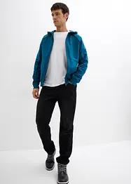 Felpa con zip e dettagli a contrasto in puro cotone, bonprix