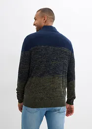 Maglione in filato grosso misto cotone con mezza zip, bonprix