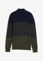 Maglione in filato grosso misto cotone con mezza zip, bonprix