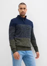 Maglione in filato grosso misto cotone con mezza zip, bonprix