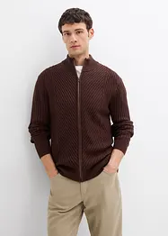 Cardigan a coste in misto cotone, bonprix