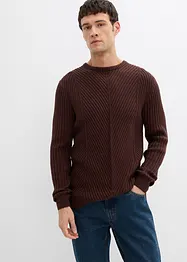 Maglione a coste in misto cotone, bonprix