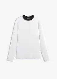 Maglia a maniche lunghe in misto viscosa con collo a coste a contrasto, bonprix
