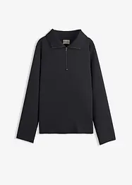 Maglione con mezza zip in misto viscosa, bonprix