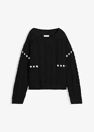 Maglione in filato grosso con motivo a trecce, bonprix