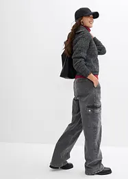 Maglione con mezza zip in morbido misto cotone, bonprix