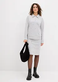 Gonna in felpa con piccole borchie, bonprix