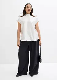 Top in satin con collo a mezza altezza, bonprix