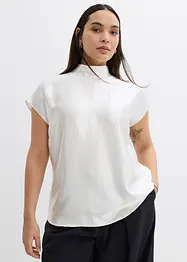 Top in satin con collo a mezza altezza, bonprix