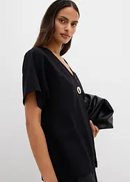 Gilet in morbido punto di Roma con bottone decorativo, bonprix