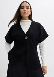 Gilet in morbido punto di Roma con bottone decorativo, bonprix