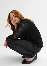 Maglia in pizzo a maniche lunghe, bonprix