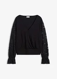 Maglia a maniche lunghe con pizzo, bonprix