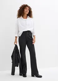 Jeans straight loose fit con cinta comoda e strass, vita alta, bonprix