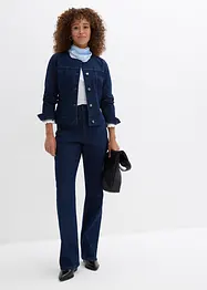 Jeans straight loose fit con cinta comoda e strass, vita alta, bonprix