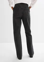 Jeans straight loose fit con cinta comoda e strass, vita alta, bonprix