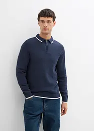 Maglione con colletto a polo e cotone riciclato, bonprix