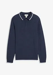 Maglione con colletto a polo e cotone riciclato, bonprix
