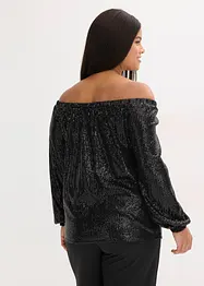 Maglia con spalle scoperte oversize con paillettes, bonprix