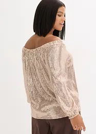 Maglia con spalle scoperte oversize con paillettes, bonprix