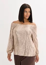Maglia con spalle scoperte oversize con paillettes, bonprix