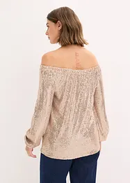 Maglia con spalle scoperte oversize con paillettes, bonprix