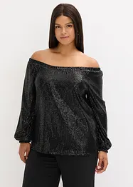 Maglia con spalle scoperte oversize con paillettes, bonprix