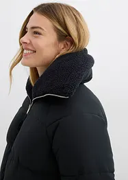 Giacca trapuntata con collo in teddy, bonprix