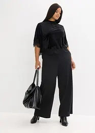 Maglia in velluto con pizzo, bonprix