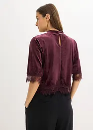 Maglia in velluto con pizzo, bonprix