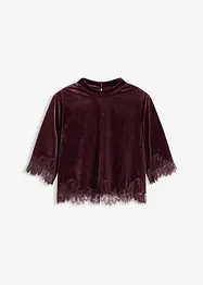 Maglia in velluto con pizzo, bonprix