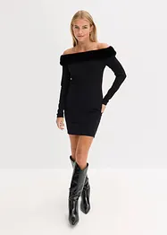 Abito in maglia con inserto in pelliccia sintetica, bonprix